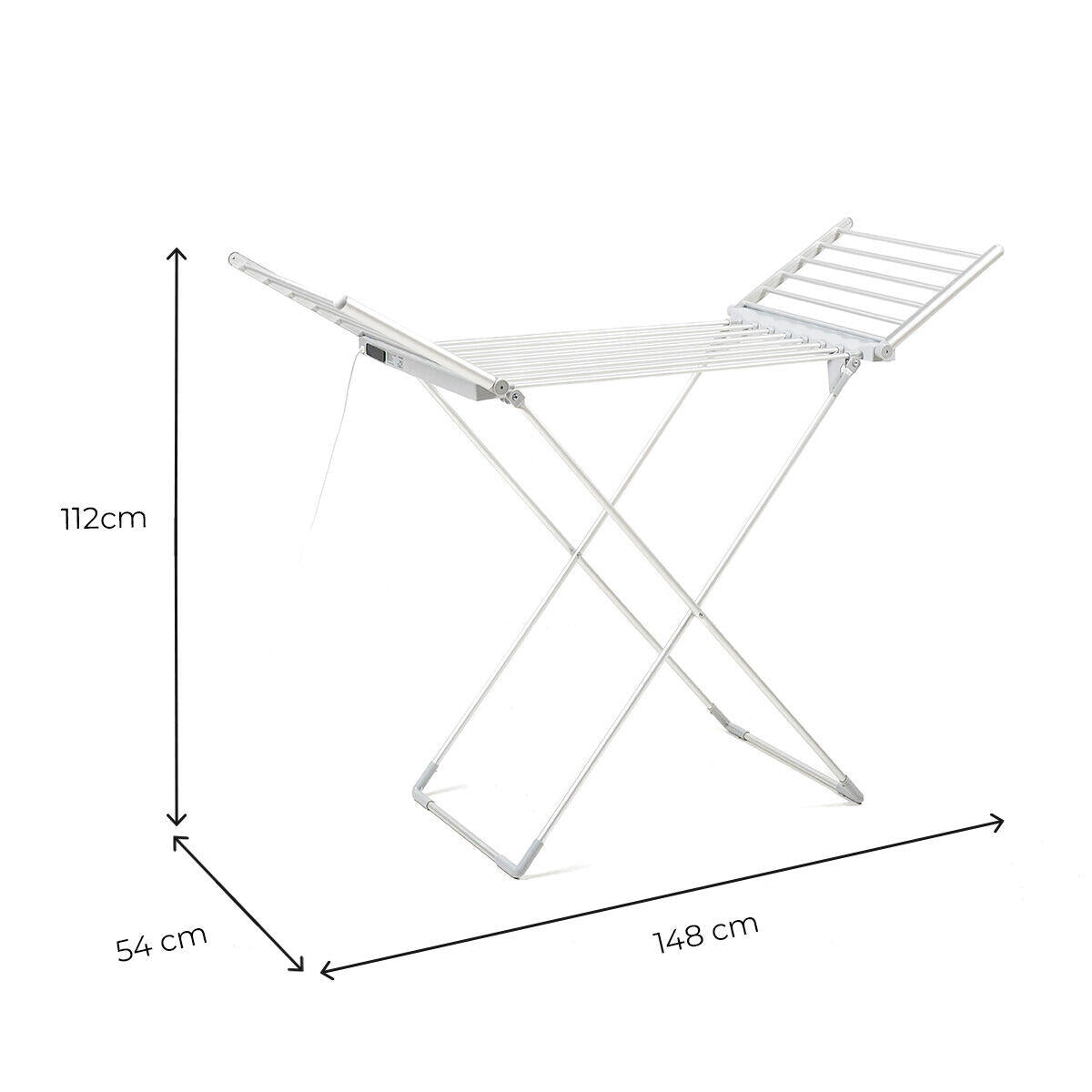 Tendedero Eléctrico Plegable con Alas, Pantalla Táctil, Temporizador y Control de Temperatura Warmmat 230 W 20 Barra