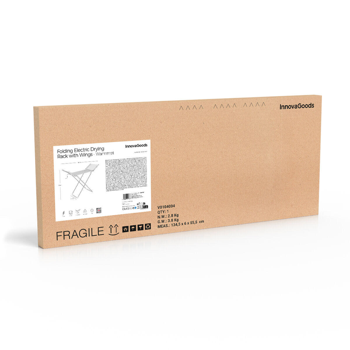 Tendedero Eléctrico Plegable con Alas, Pantalla Táctil, Temporizador y Control de Temperatura Warmmat 230 W 20 Barra