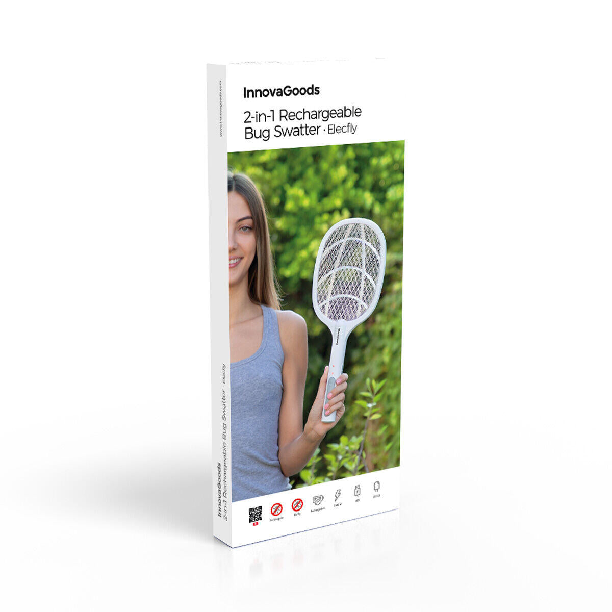 Raqueta Matainsectos Recargable con Luz UV 2 en 1 Elecfly