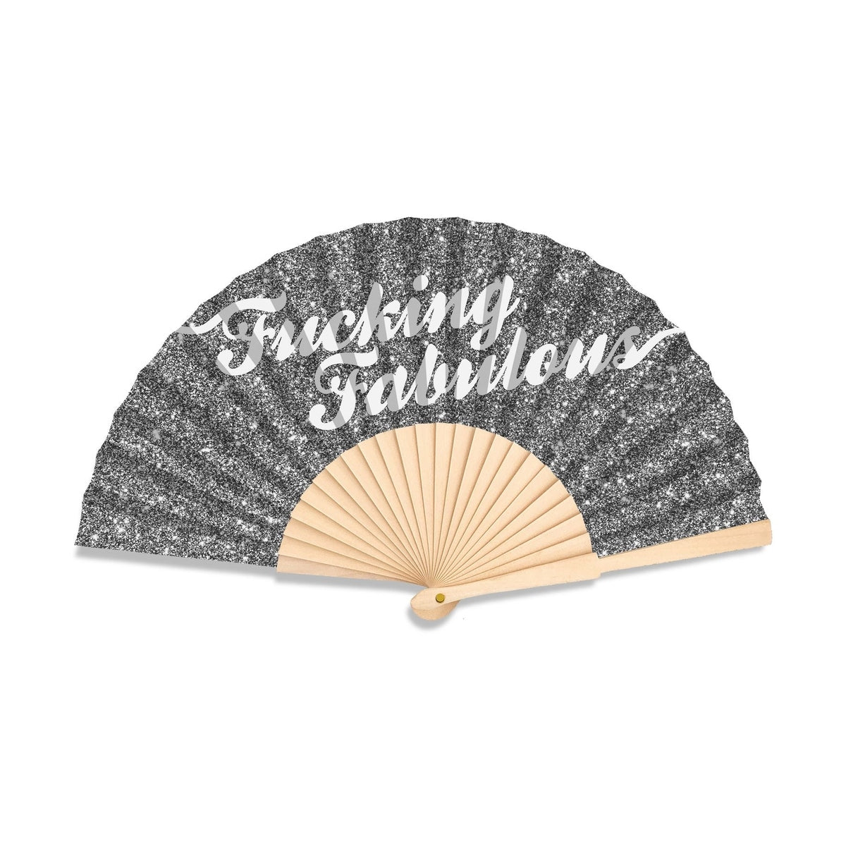 Fucking Fabulous Silver Glitter 23cm fan