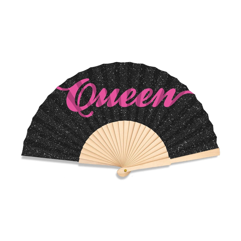 Queen Black Glitter 23cm fan