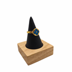 Conjunto de Joyería Floral Geométrica Azul 100% Acero Bañado en Oro 18K