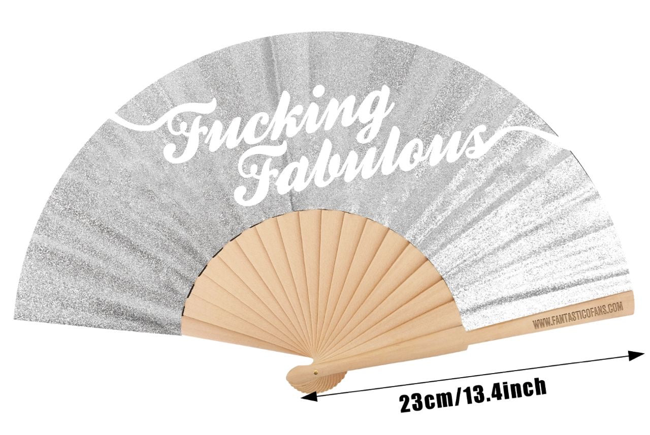 Fucking Fabulous Silver Glitter 23cm fan