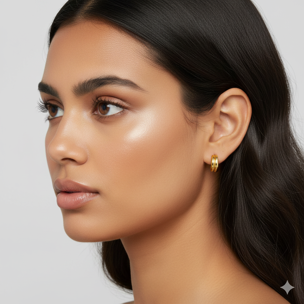 Pendientes de Aro Abultado Mini - 100% Acero Bañado en Oro 18K