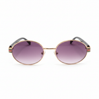 Gafas de Sol Redondas con Detalle de Rayas 100% Acero Bañado en Oro 18K