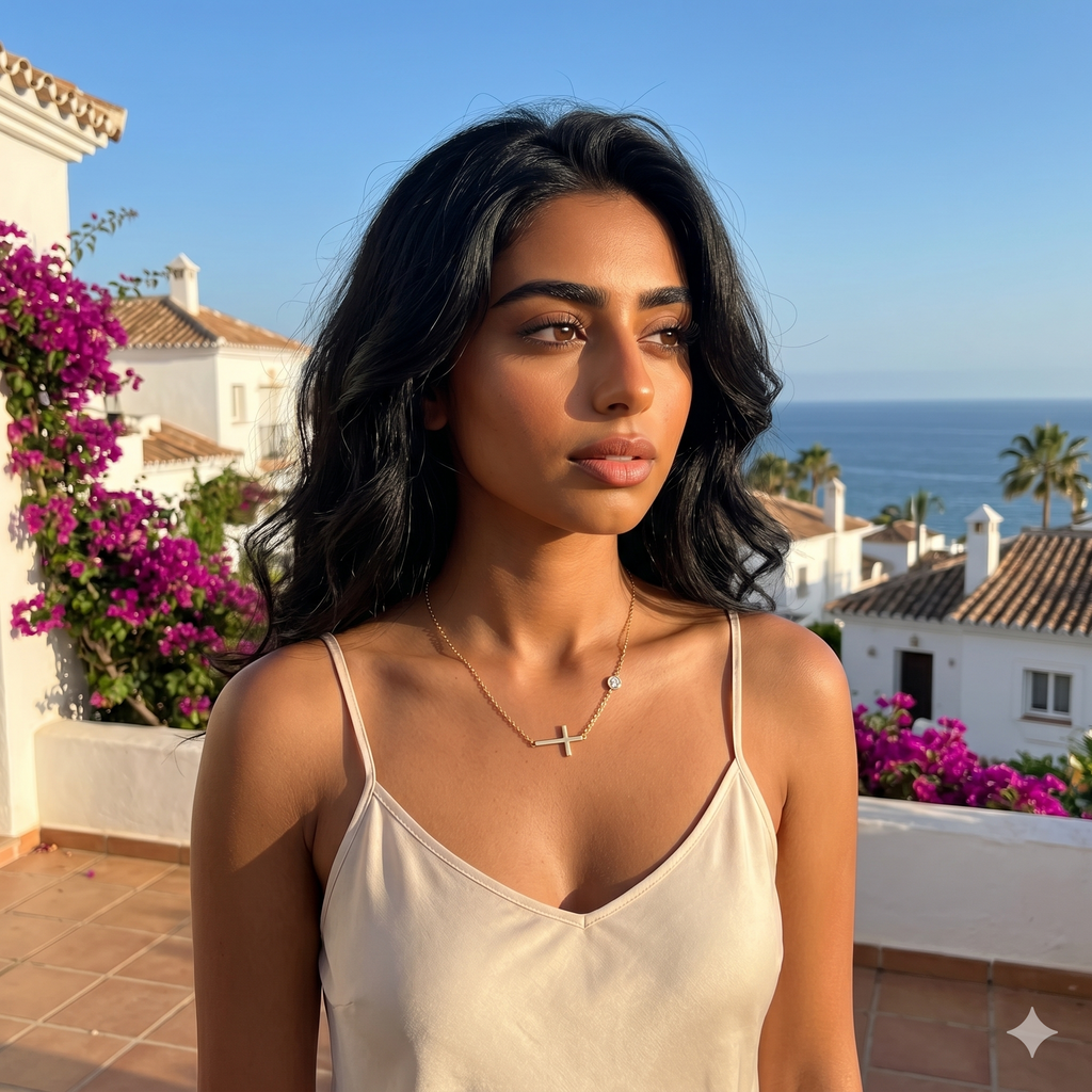 Collar La Croix Latérale Shimmer Solitaire