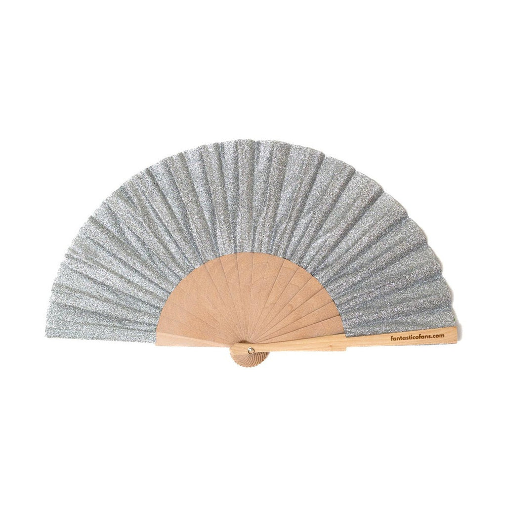 Silver Glitter 23cm Fan