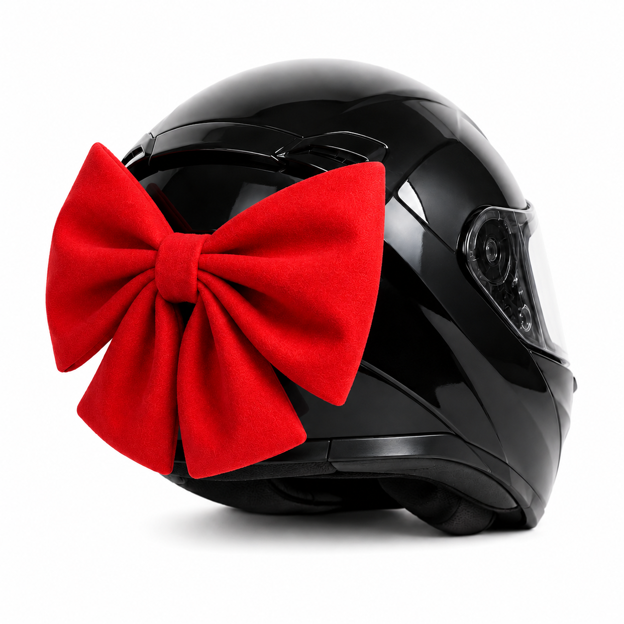 lazo casco moto rojo