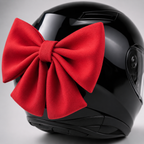 lazo casco moto rojo