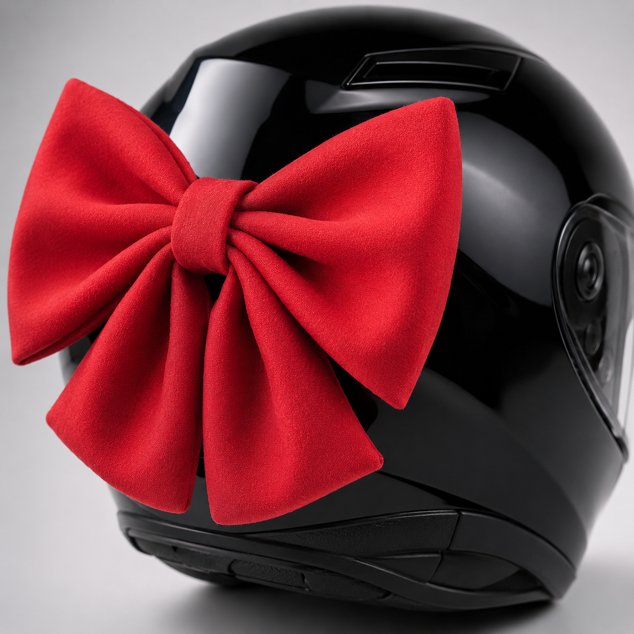 lazo casco moto rojo