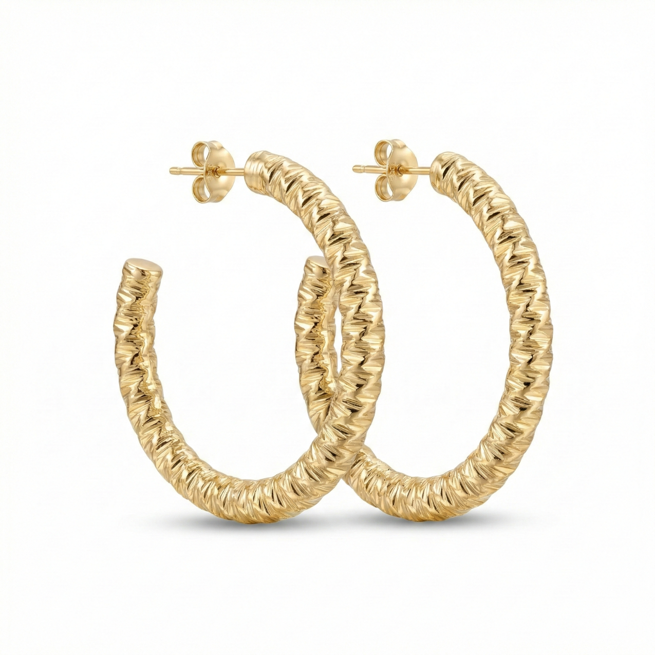 Pendientes de Aro con Textura Labrada – 100% Acero Bañado en Oro 18K