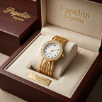 Reloj de Brazalete Rígido Multilínea con Cristales – 100% Acero Bañado en Oro 18K