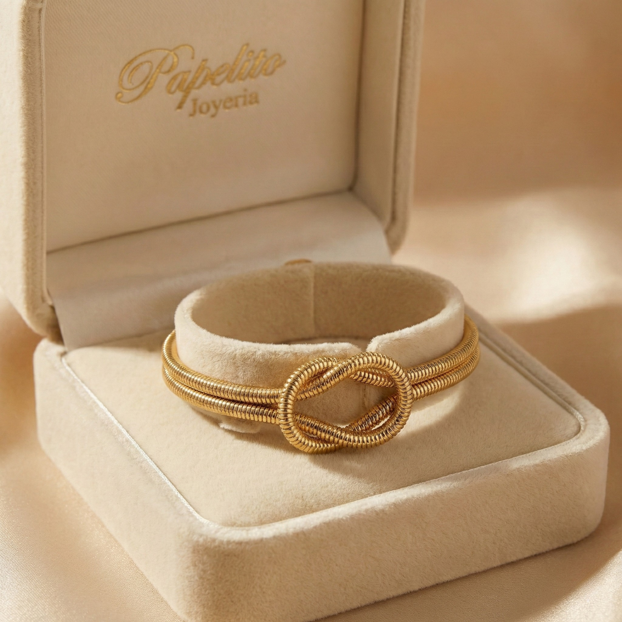 Pulsera de Doble Cordón con Nudo Infinito – 100% Acero Bañado en Oro 18K