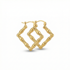 Pendientes de Aro Cuadrados Estilo Bambú - 100% Acero Bañados en Oro de 18K
