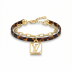 Pulsera Doble Capa de Carey y Cadena de Eslabones – 100% Acero Bañado en Oro 18K