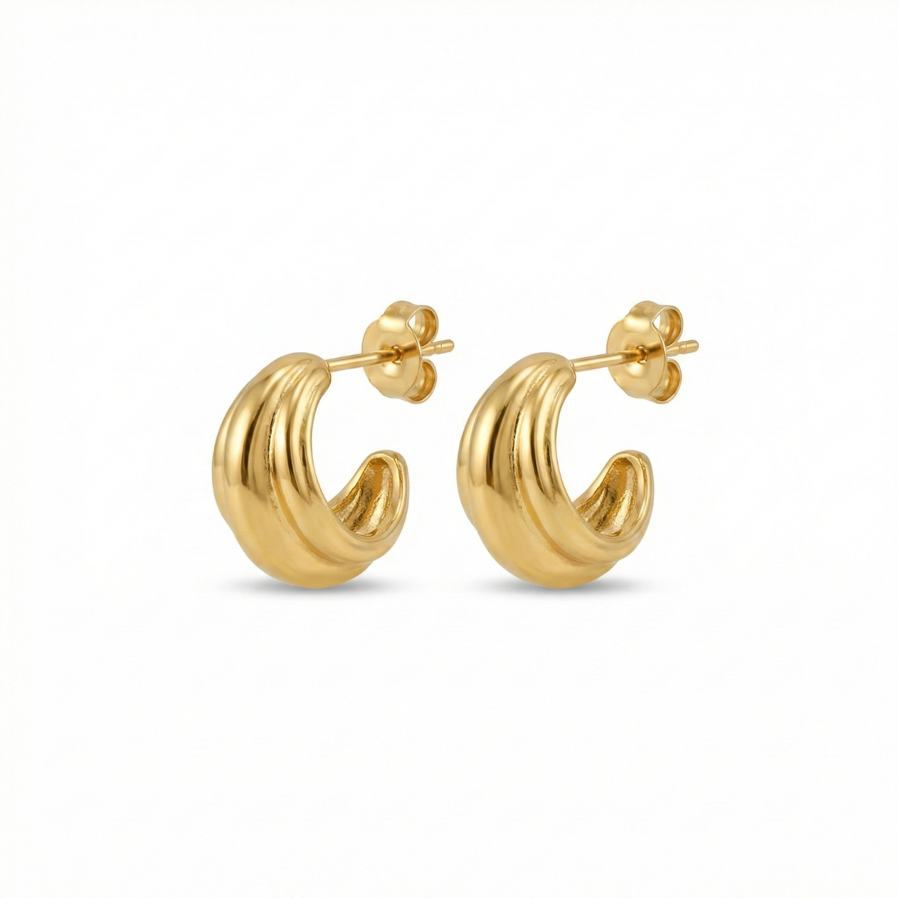 Pendientes de Aro Abultado Mini - 100% Acero Bañado en Oro 18K
