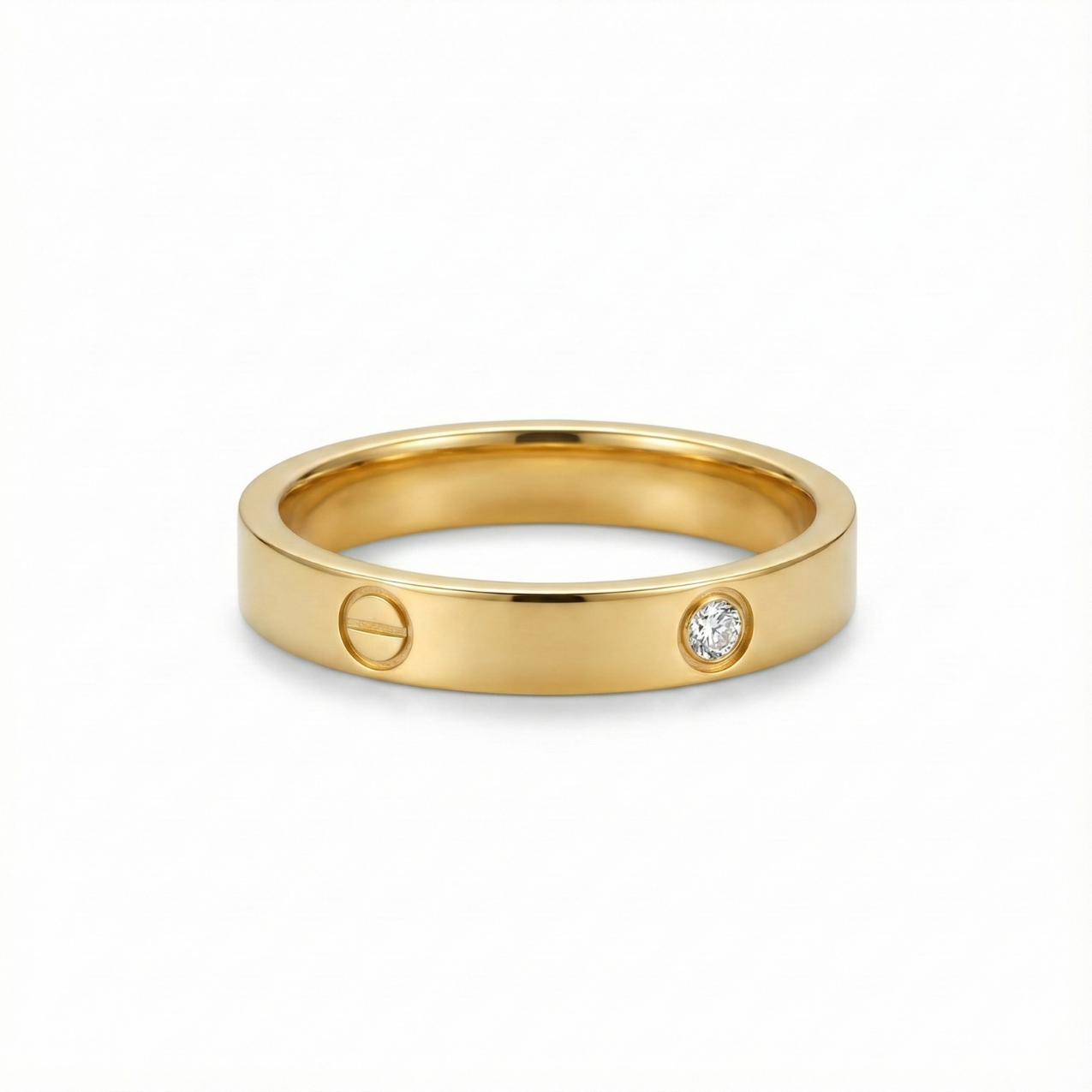 Anillo de Diseño Moderno con Detalles Engastados - 100% Acero Bañado en Oro de 18K