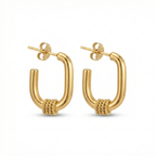 Pendientes de Aro Cuadrados con Detalle Texturizado 100% Acero Bañado en Oro 18K