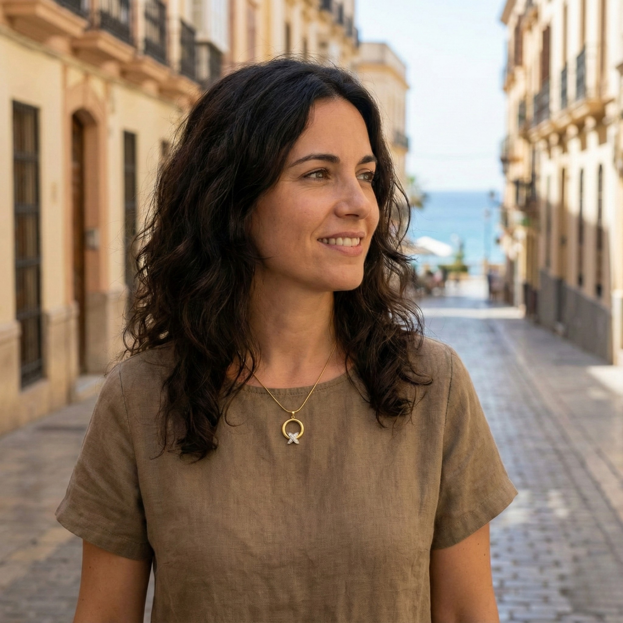 Collar Círculo y 'X' con Circonitas 100% Acero Bañado en Oro 18K