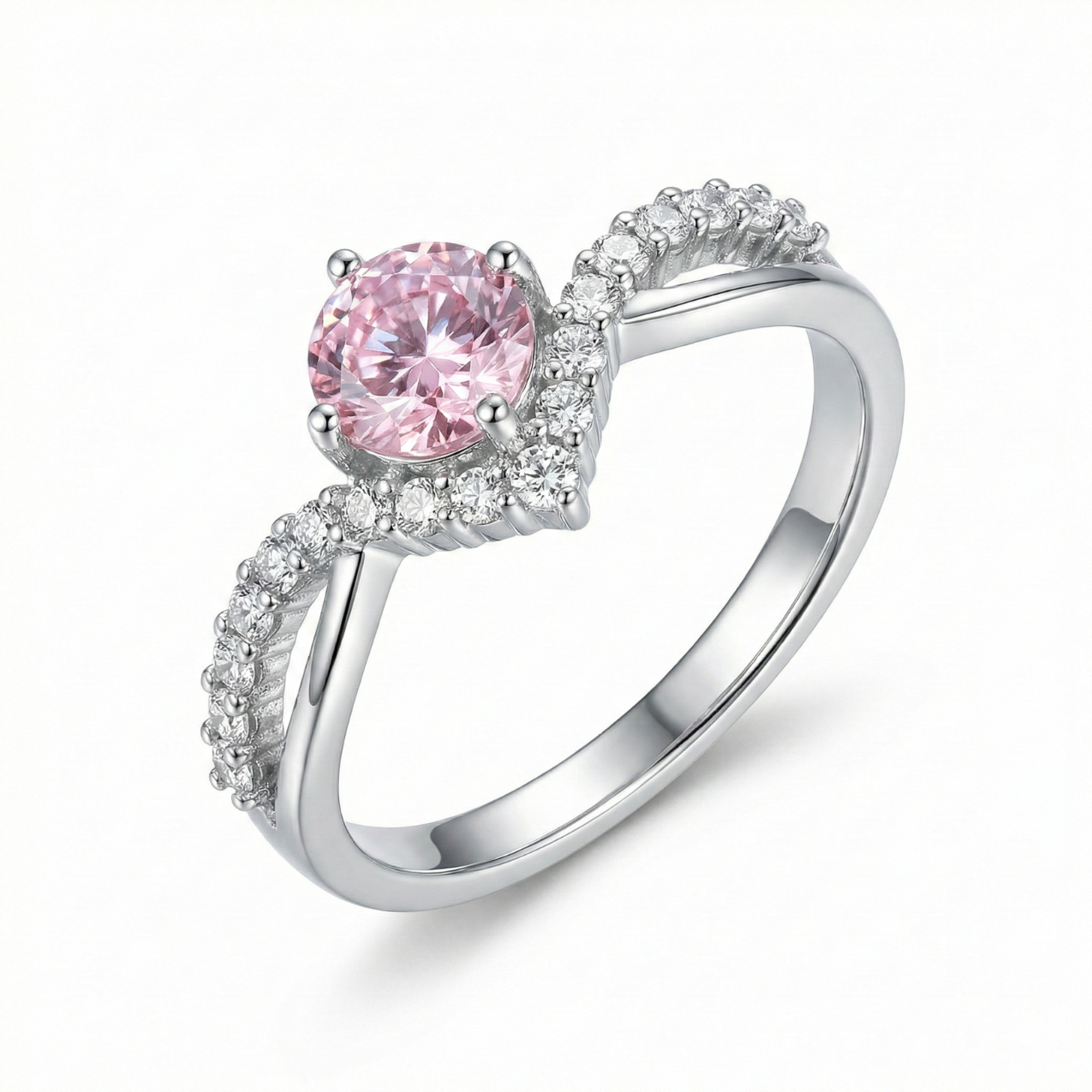 Anillo "Promesa Brillante" con Circonita Ovalada – Acero Inoxidable con Baño de Oro Blanco de 18K