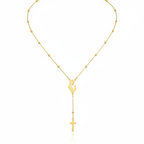 Collar Rosario Estilizado con Virgen y Cruz 100% Acero Bañado en Oro 18K