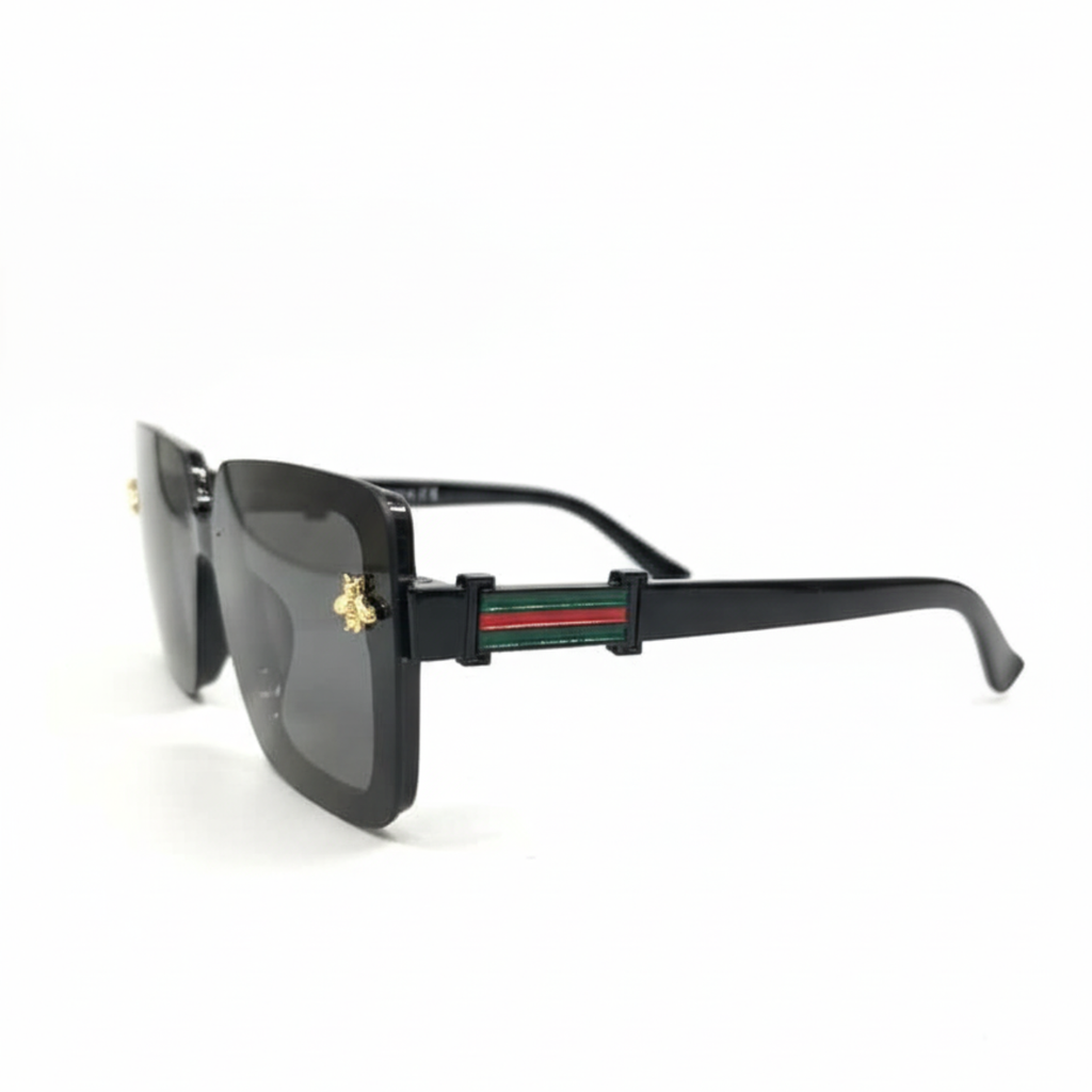 Gafas de Sol Cuadradas Elegantes - Detalle de Abeja en Acero Chapado en Oro de 18K