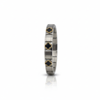 Pulsera de Eslabones con Trébol Negro 100% Acero Bicolor (Plata y Baño de Oro 18K)
