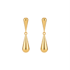Pendientes Largos Diseño Gota Alargada 100% Acero Bañado en Oro 18K