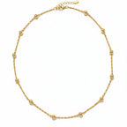 Collar de Acero Chapado en Oro 18K con Cadena Trenzada y Bolas Separadas