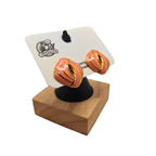 Pendientes Geométricos Esmalte Rosa y Rayas Doradas 100% Acero Bañado en Oro 18K