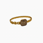 Pulsera Rígida con Charm Cuadrado de Circonitas 100% Acero Bañado en Oro 18K
