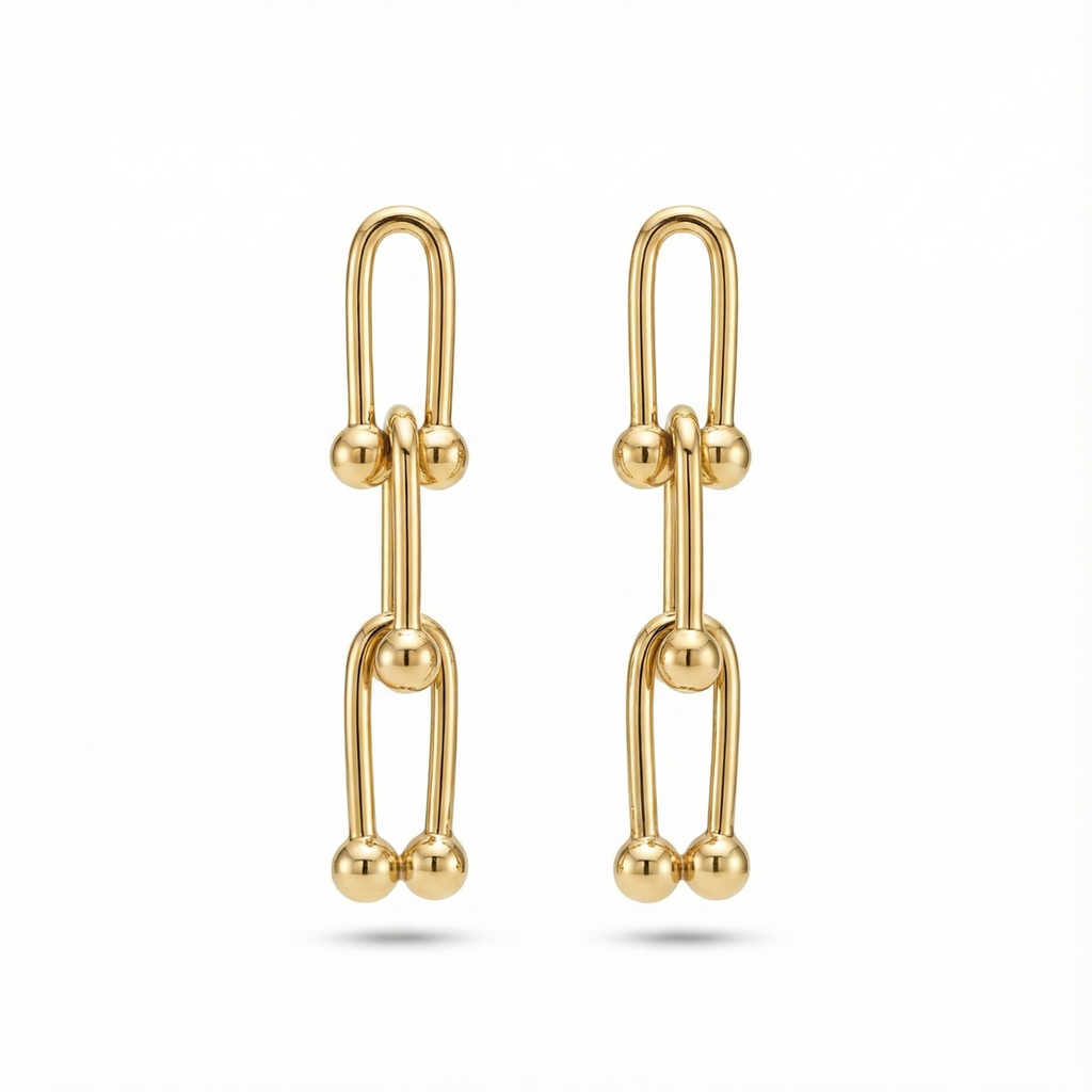 Aretes de Imperdible Dorado – 100% Acero Inoxidable