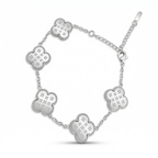 Pulsera de Tréboles Grabados - 100% Acero Plateado