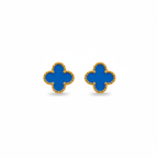 Pendientes Trébol de la Suerte Azul - Acero 100% Bañado en Oro 18K