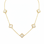 Collar de Trébol Blanco Nácar 100% Acero Bañado en Oro 18K