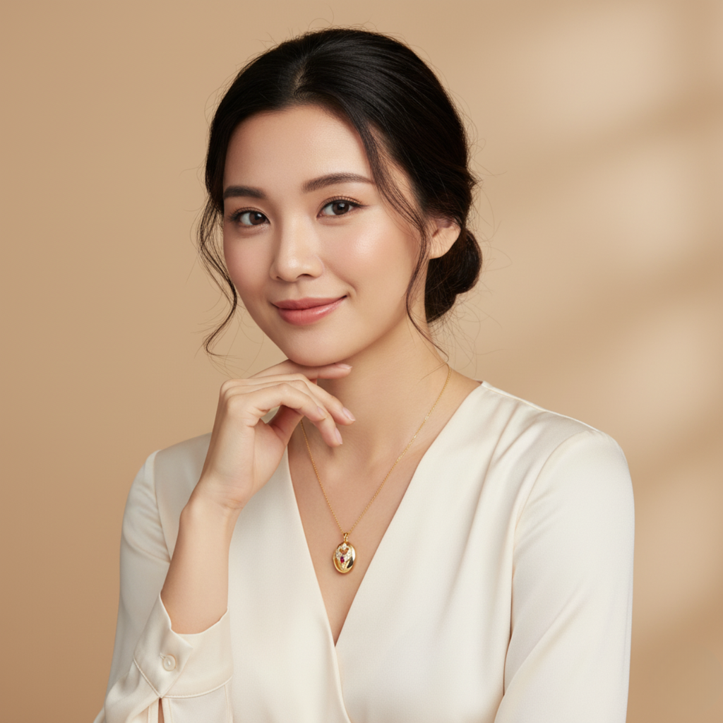 Collar Relicario Ovalado con Circonitas 100% Acero Bañado en Oro 18K