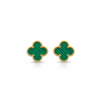 Pendientes Trébol de la Suerte Verde - Acero 100% Bañado en Oro 18K