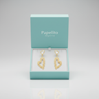 Pendientes Largos Colgantes de Corazón Nácar y Corazón Calado 100% Acero Bañado en Oro 18K