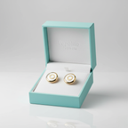 Pendientes de Botón Círculos Concéntricos con Nácar 100% Acero Bañado en Oro 18K