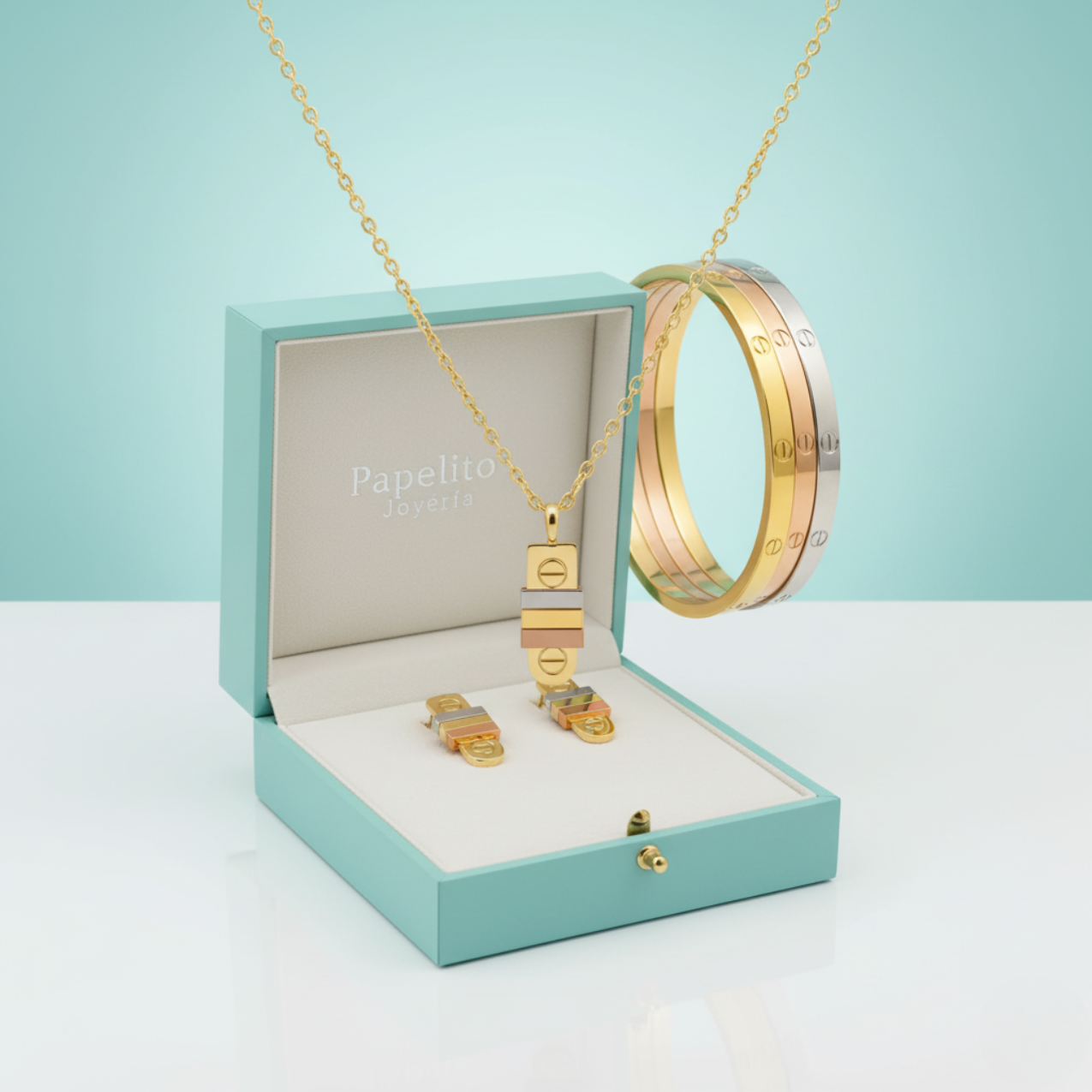 Conjunto de Diseño Urbano Tricolor - Acero (Oro, Plata y Oro Rosa)