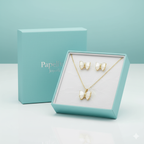 Conjunto Collar y Pendientes de Mariposa con Nácar - 100% Acero Bañado en Oro 18K