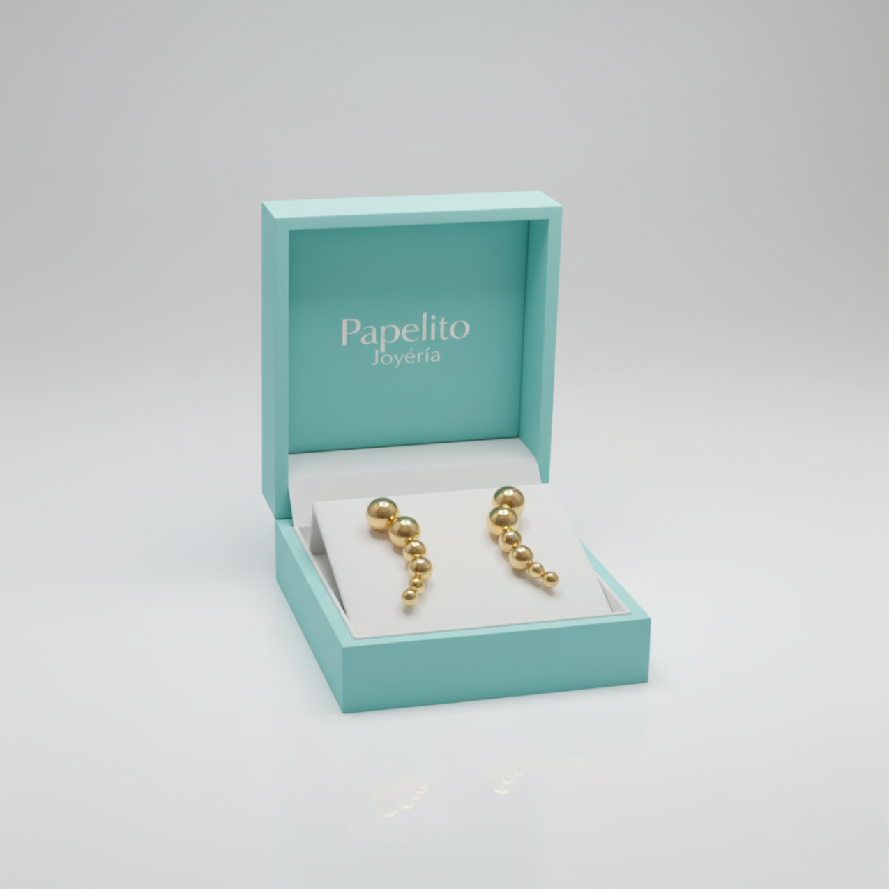 Pendientes Trepadores de Bolas Graduadas 100% Acero Bañado en Oro 18K