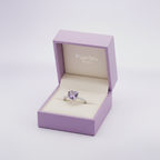 Anillo de Corazón Púrpura con Circonitas 100% Acero Inoxidable Color Plata