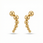 Pendientes Trepadores de Bolas Graduadas 100% Acero Bañado en Oro 18K