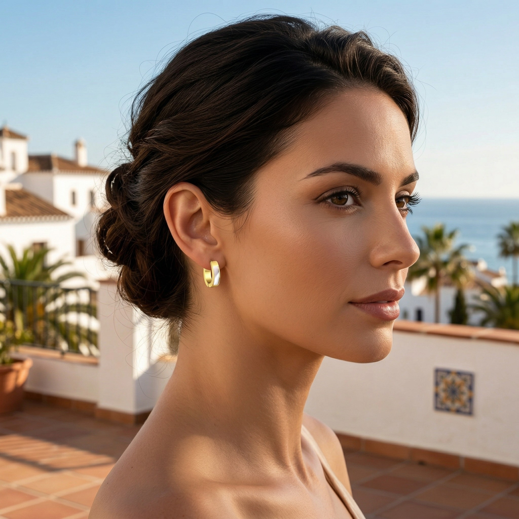 Pendientes de Aro Modernos Bicolor (Dorado y Blanco) - 100% Acero Bañado en Oro 18K