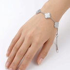 Pulsera de Tréboles Grabados - 100% Acero Plateado