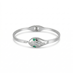 Pulsera Rígida Diseño Serpiente con Esmaltes y Circonitas - 100% Acero Bañado en Rodio