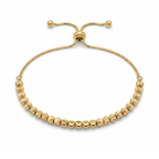 Pulsera Ajustable de Acero Chapado en Oro 18K con Bolas Texturizadas