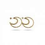 Pendientes de Doble Aro Media Luna 100% Acero Bañado en Oro 18K