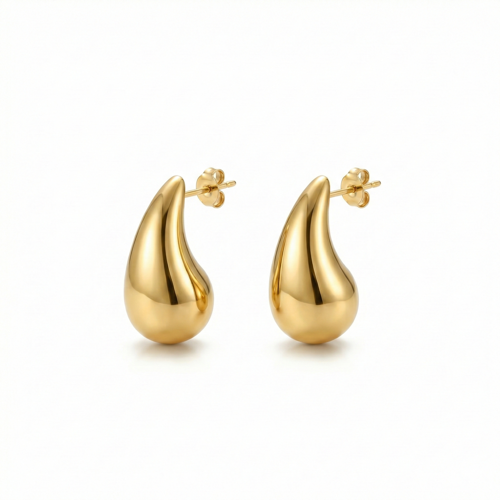 Pendientes de Aro en Forma de Gota Abultada - 100% Acero Bañado en Oro 18K